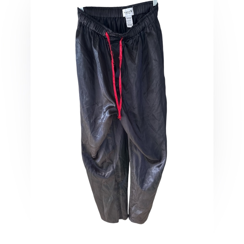 PLAYBOY Vintage Men's Black Pajama Pants Trousers Size Large L 100% Polyester
